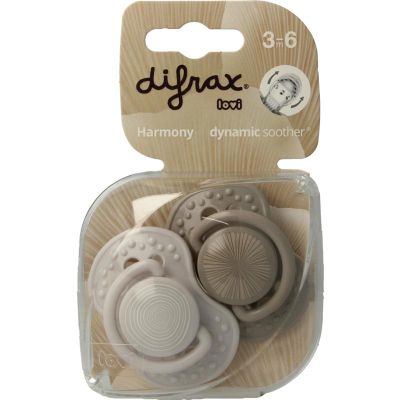 Difrax Fopspeen 3-6 maanden harmony light grey/dark grey