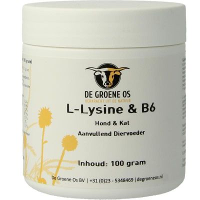 Groene Os L-Lysine en Vitamine B6 hond/kat 100 gram - Voedingssupplementen Dieren