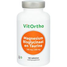 Foto van Vitortho Magnesium bisglycinaat 100 mg en taurine 200 mg