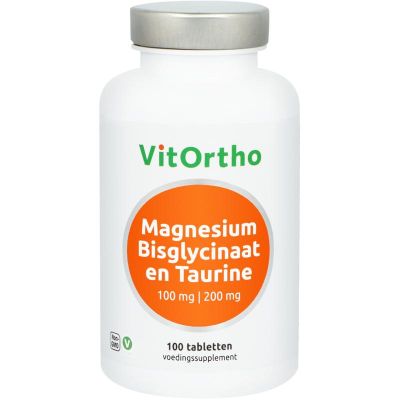Vitortho Magnesium bisglycinaat 100 mg en taurine 200 mg