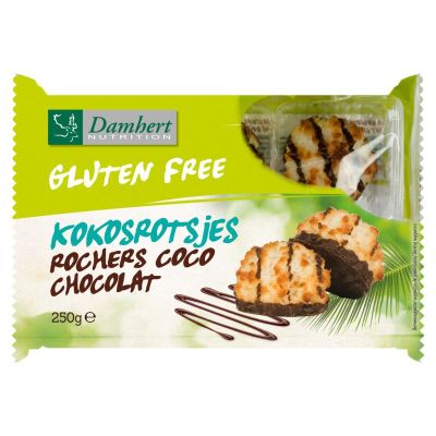 Damhert Kokosrotsen chocolade glutenvrij 250 gram - Koek
