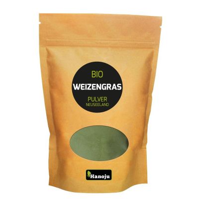Hanoju Bio tarwegras poeder paper bag Nieuw Zeeland 250 gram - Overige producten