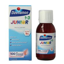 Foto van Davitamon Junior 1+ vloeibare vitamines framboos