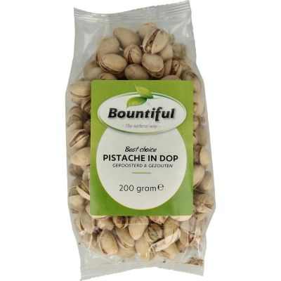 Bountiful Pistache in dop geroosterd en gezouten Bountiful Pistache in dop geroosterd en gezouten 200 gram - Overig reform/levensmiddelen