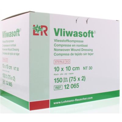 Vliwasoft Vlieskompres 10 x 10 cm 4-laags 75 x 2 stuks