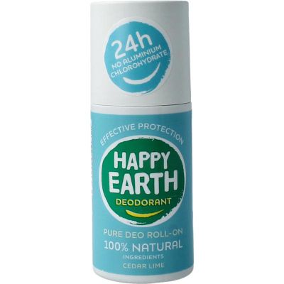 Happy Earth Pure deodorant roll-on cedar lime 75 milliliter - Deodorant
