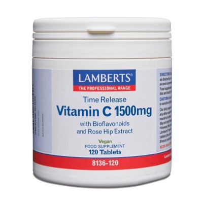 Lamberts Vitamine C 1500 Time release & bioflavonoiden Lamberts Vitamine C 1500 Time release & bioflavonoiden 120 tabletten - Vitamine enkel