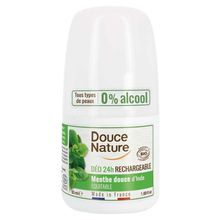 Foto van Douce Nature Deodorant roll on mint hervulbaar