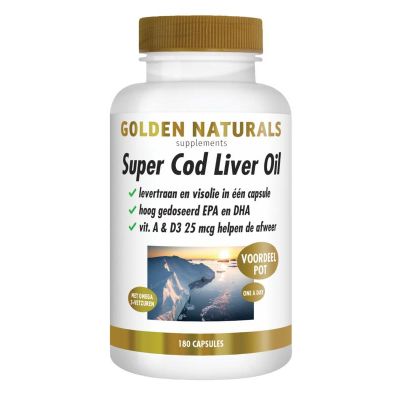 Golden Naturals Super cod liver oil Golden Naturals Super cod liver oil 180 capsules - Vetzuren
