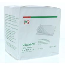 Vliwasoft Vlieskompres 10 x 10 cm 4-laags Foto van Vliwasoft Vlieskompres 10 x 10 cm 4-laags