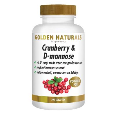 Golden Naturals Cranberry & d-mannose vegen Golden Naturals Cranberry & d-mannose vegen 300 tabletten - Fytotherapie