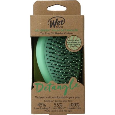 Foto van Wetbrush Go green palm detangler green tea tree oil