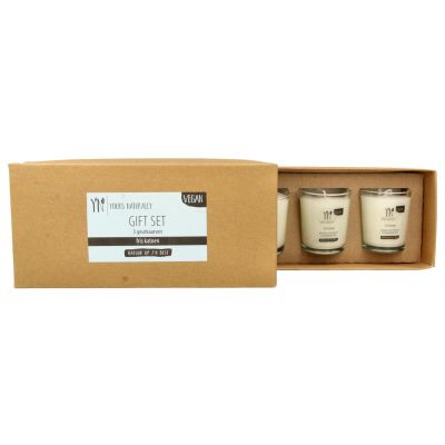 Yours Naturally Giftset 3 votive geurkaarsen fris katoen