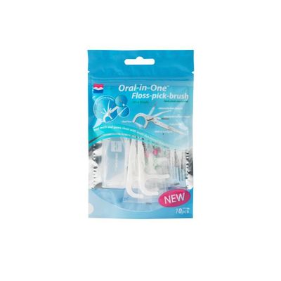 Oral-in-One Floss-pick-brush tandenstokers
