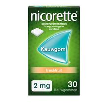 Nicorette Kauwgom 2 mg freshfruit Foto van Nicorette Kauwgom 2 mg freshfruit