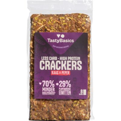 Tastybasics Less carb-high protein crackers kaas peper 200 gram - Voeding