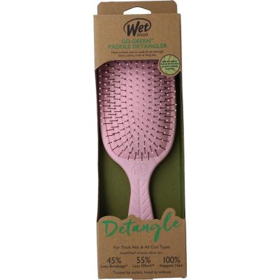 Foto van Wetbrush Go green paddle detangler pink