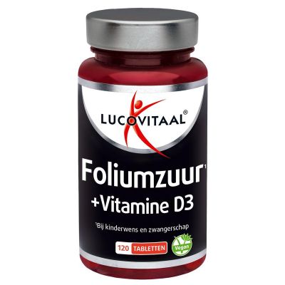Lucovitaal Foliumzuur + vitamine D3 tabletten 120 tabletten - Vitamine enkel