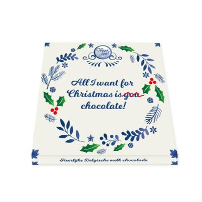 Voor Jou! Wensreep Delftsblauw Kerst all I want 90 gram - Snoepgoed
