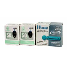 Foto van TD Gluco 2x50 strips en 100 HT one 28G lancetten
