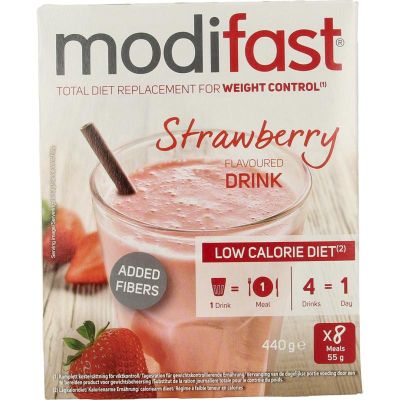 Modifast Intensive milkshake aardbei 8 zakjes 440 gram - Maaltijdvervangers