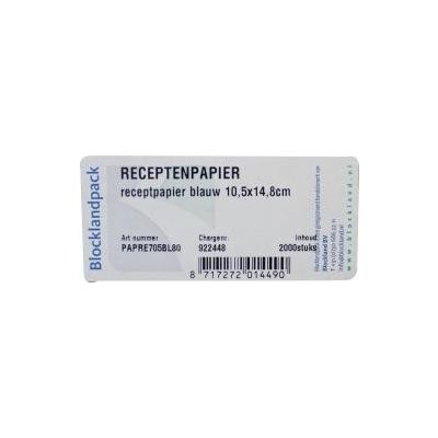 Receptpapier blauw 105 x 148 2000 stuks - 