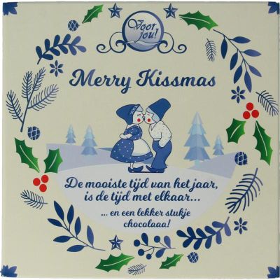 Voor Jou! Wensreep Delftsblauw Kerst merry kissmas 90 gram - Snoepgoed