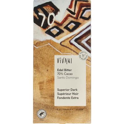 Vivani Chocolade puur superieur 70% Santo Domingo bio 100 gram - Snoepgoed