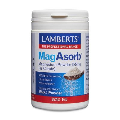 Lamberts MagAsorb (magnesium citraat) poeder 375 mg Lamberts MagAsorb (magnesium citraat) poeder 375 mg 165 gram - Mineralen enkel