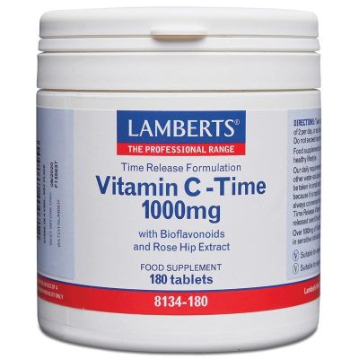 Lamberts Vitamine C 1000 Time release & bioflavonoiden Lamberts Vitamine C 1000 Time release & bioflavonoiden 180 tabletten - Vitamine enkel