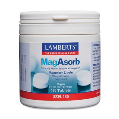 Lamberts MagAsorb (magnesium citraat) 150 mg 180 tabletten - Mineralen enkel