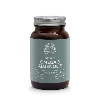 Mattisson Omega 3 algenolie DHA 375 mg / EPA 125 mg vegan Mattisson Omega 3 algenolie DHA 375 mg / EPA 125 mg vegan 60 softgels - Vetzuren