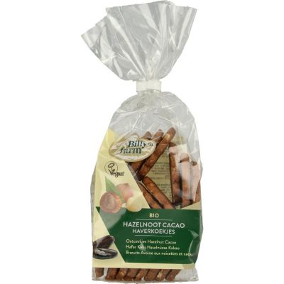 Billy's Farm Haverkoekjes hazelnoot-cacao bio Billy's Farm Haverkoekjes hazelnoot-cacao bio 175 gram - Koek