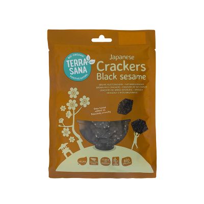 Terrasana Japanse bruine rijstcrackers zwarte sesam 60 gram - Crackers