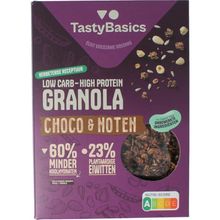 Foto van Tastybasics Less carb-high protein granola choco en noten