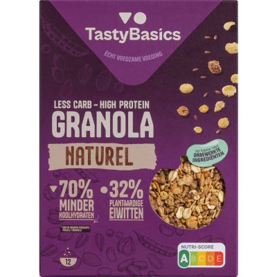 Tastybasics Less carb-high protein granola naturel 350 gram - Voeding