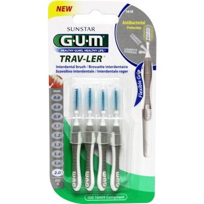 GUM Trav-ler rager 2.0 mm (grijs) 4 stuks - Overig mondverzorging