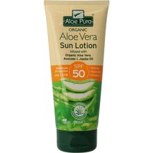 Foto van Optima Aloe pura organic aloe vera zonnelotion SPF50
