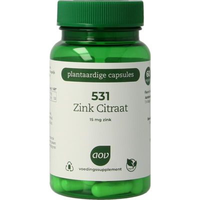 AOV 531 Zink citraat 15mg 60 Vegetarische capsules - Mineralen enkel