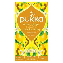 Foto van Pukka Lemon ginger touch of Manuka honey bio