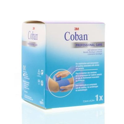 3M Coban zelfklevende zwachtel blauw 4.5 m x 7.5 cm