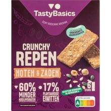Foto van Tastybasics Crunchy less carb repen noten & zaden