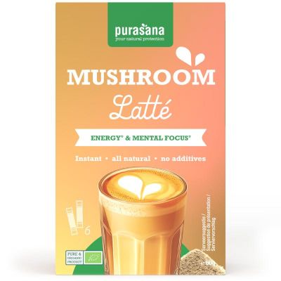 Purasana Instant mushroom latte 6x10g bio 60 gram - Thee