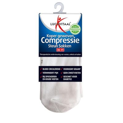 Lucovitaal Koper compressie steunsok maat 36-41 wit 1 paar - Kleding/ondergoed