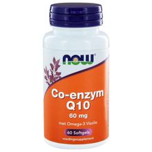 Foto van NOW Co-enzym Q10 60 mg met omega-3 visolie