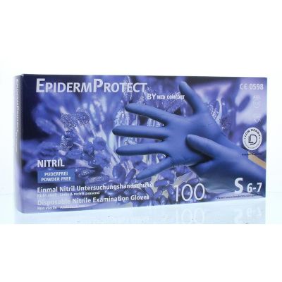 Epidermprotect Nitriel onderzoekhandschoen poedervrij S blauw
