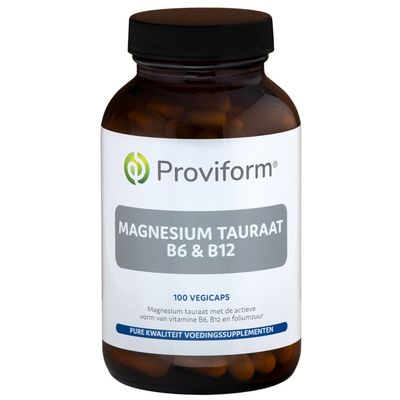 Proviform Magnesium tauraat B6 & B12 Proviform Magnesium tauraat B6 & B12 100 vegicaps - Mineralen enkel