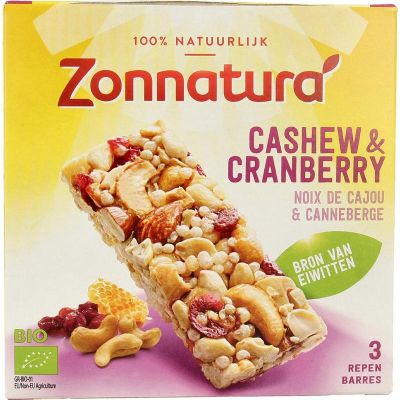 Zonnatura Notenreep cashew cranberry bio 75 gram - Overig reform/levensmiddelen