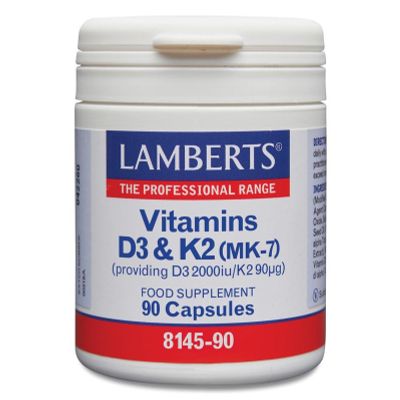 Lamberts Vitamine D3 2000IE en K2 90mcg Lamberts Vitamine D3 2000IE en K2 90mcg 90 capsules - Vitamine enkel
