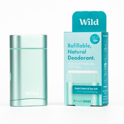 Wild Natural deodorant aqua case & fresh cotton seasalt
